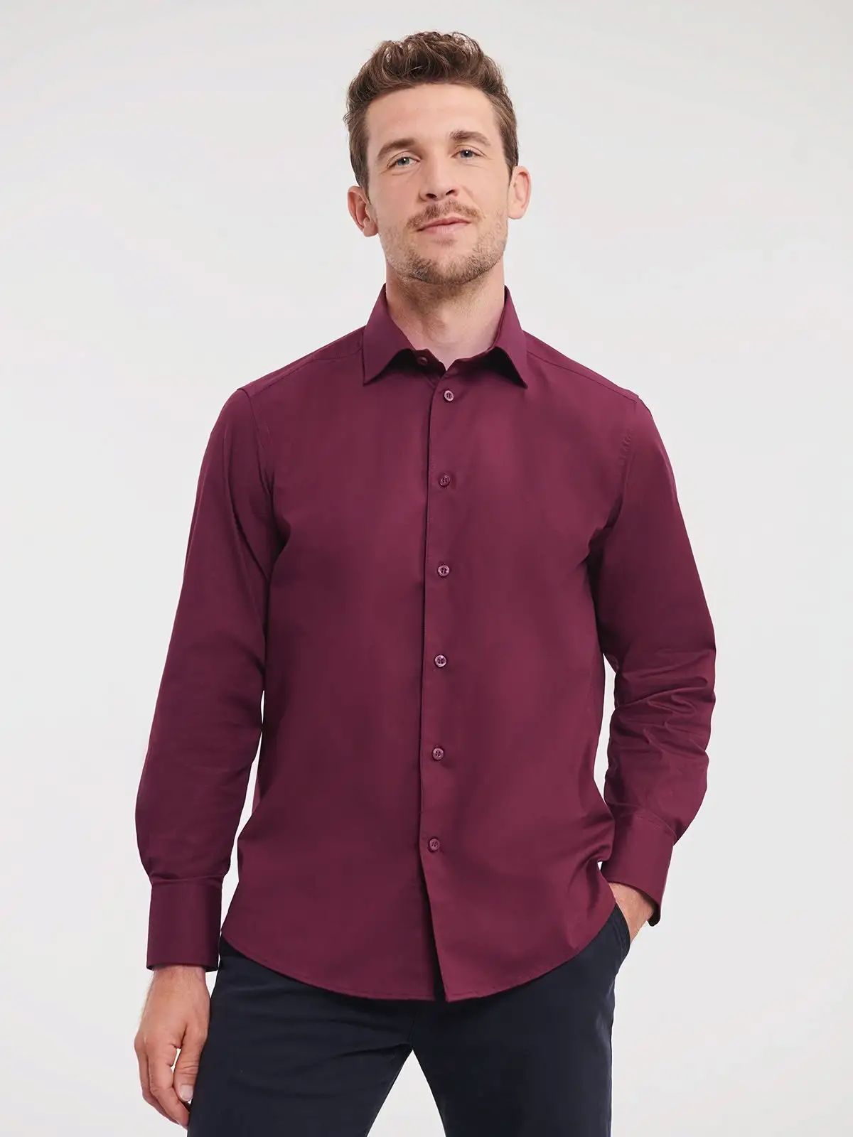 Men's Long Sleeve Easy Care Fitted Shirt - Russell