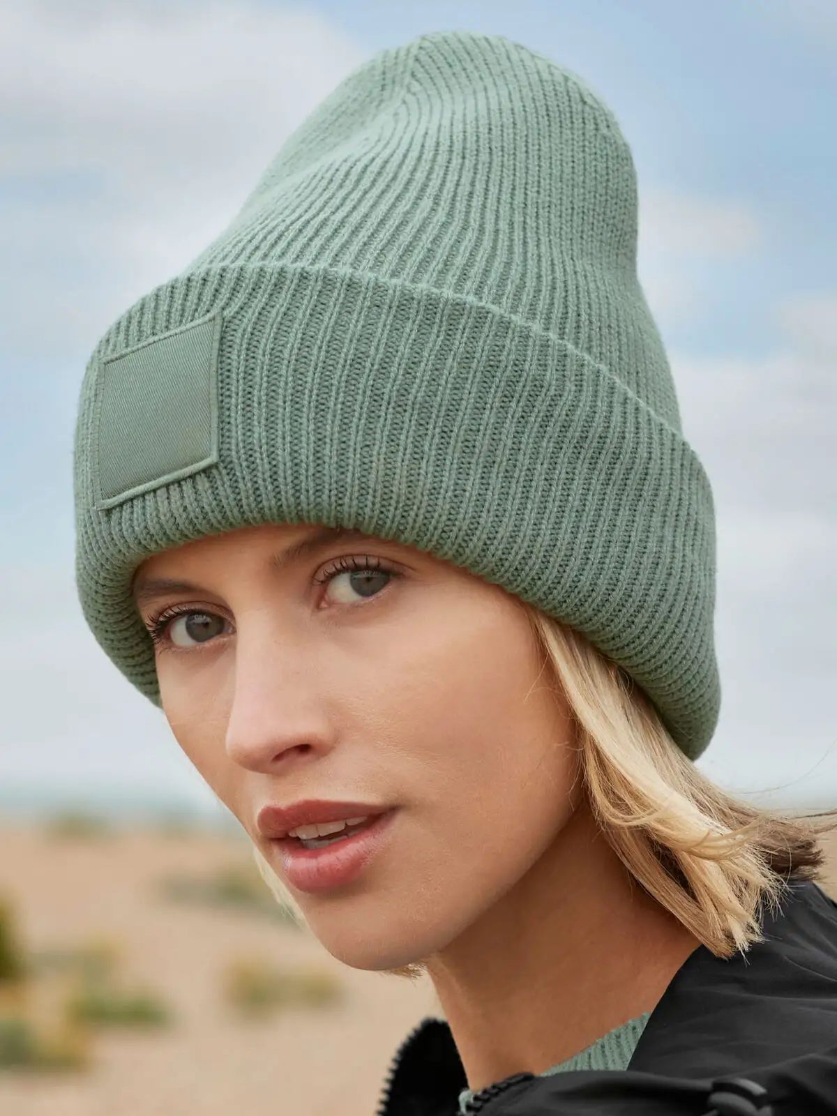 Deep Cuffed Tonal Patch Beanie  - Beechfield