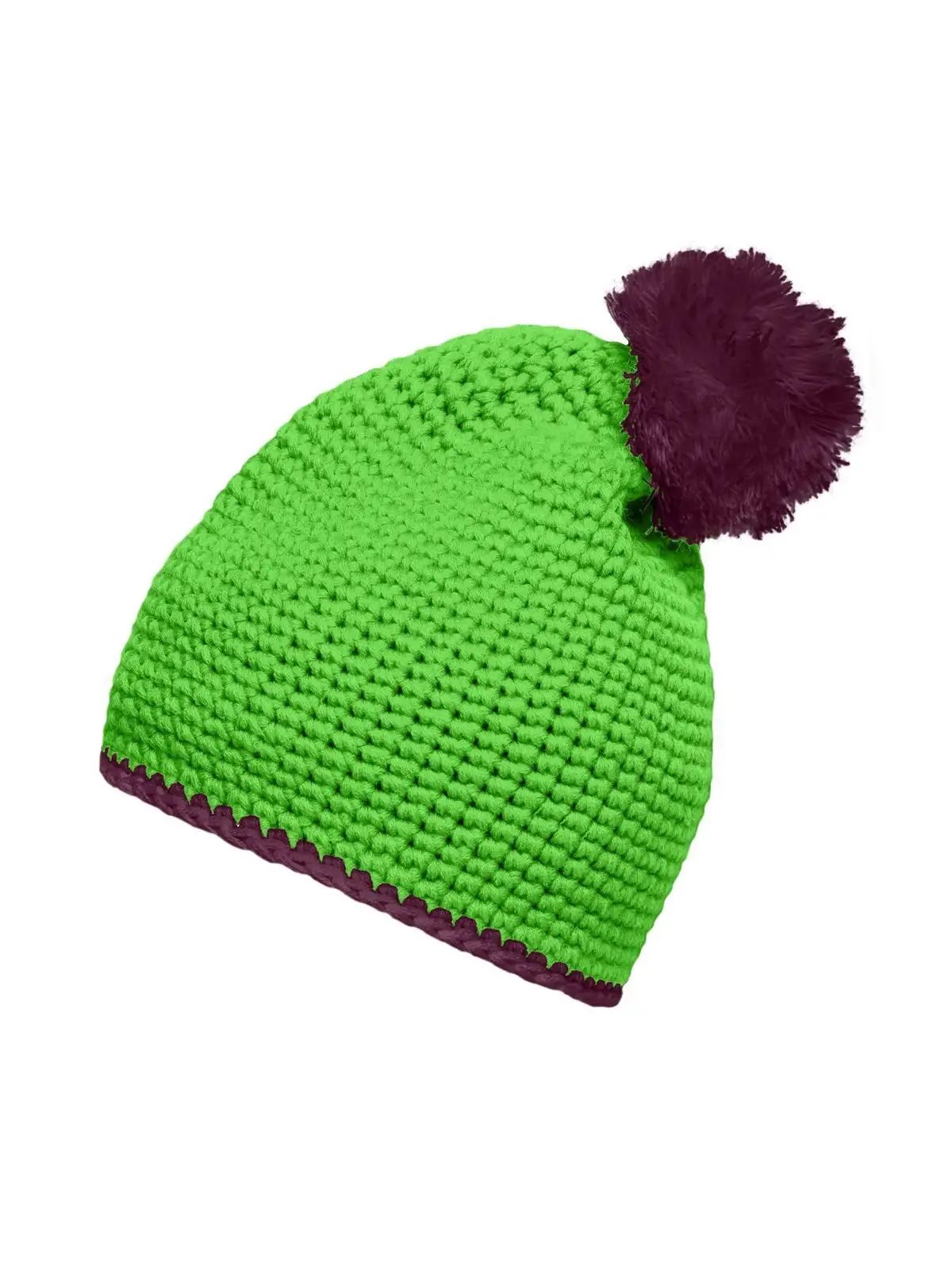 Pompon Hat with Contrast Stripe - Daiber