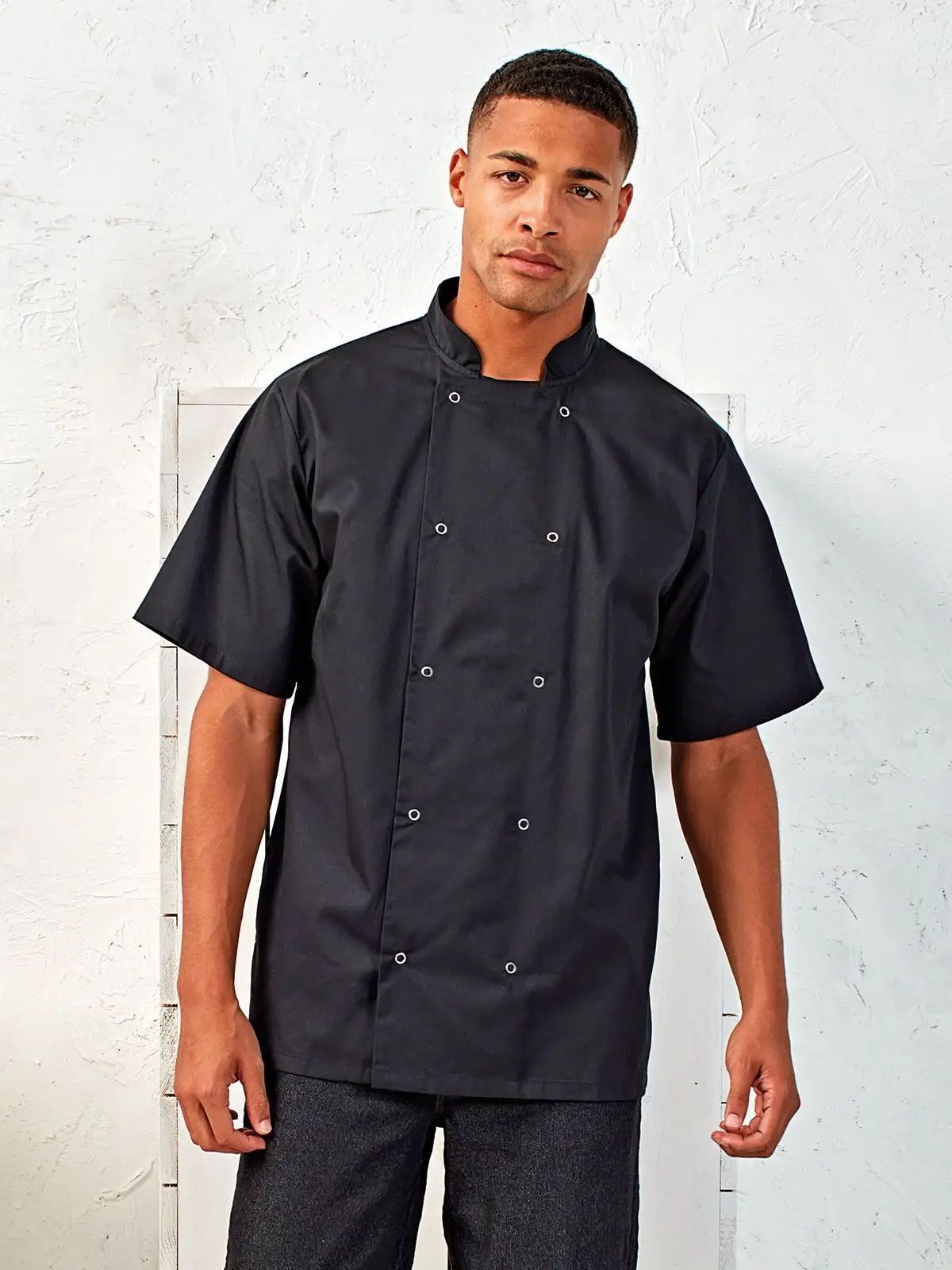 Studded Front Shorts Sleeve Chef's Jacket - Premier